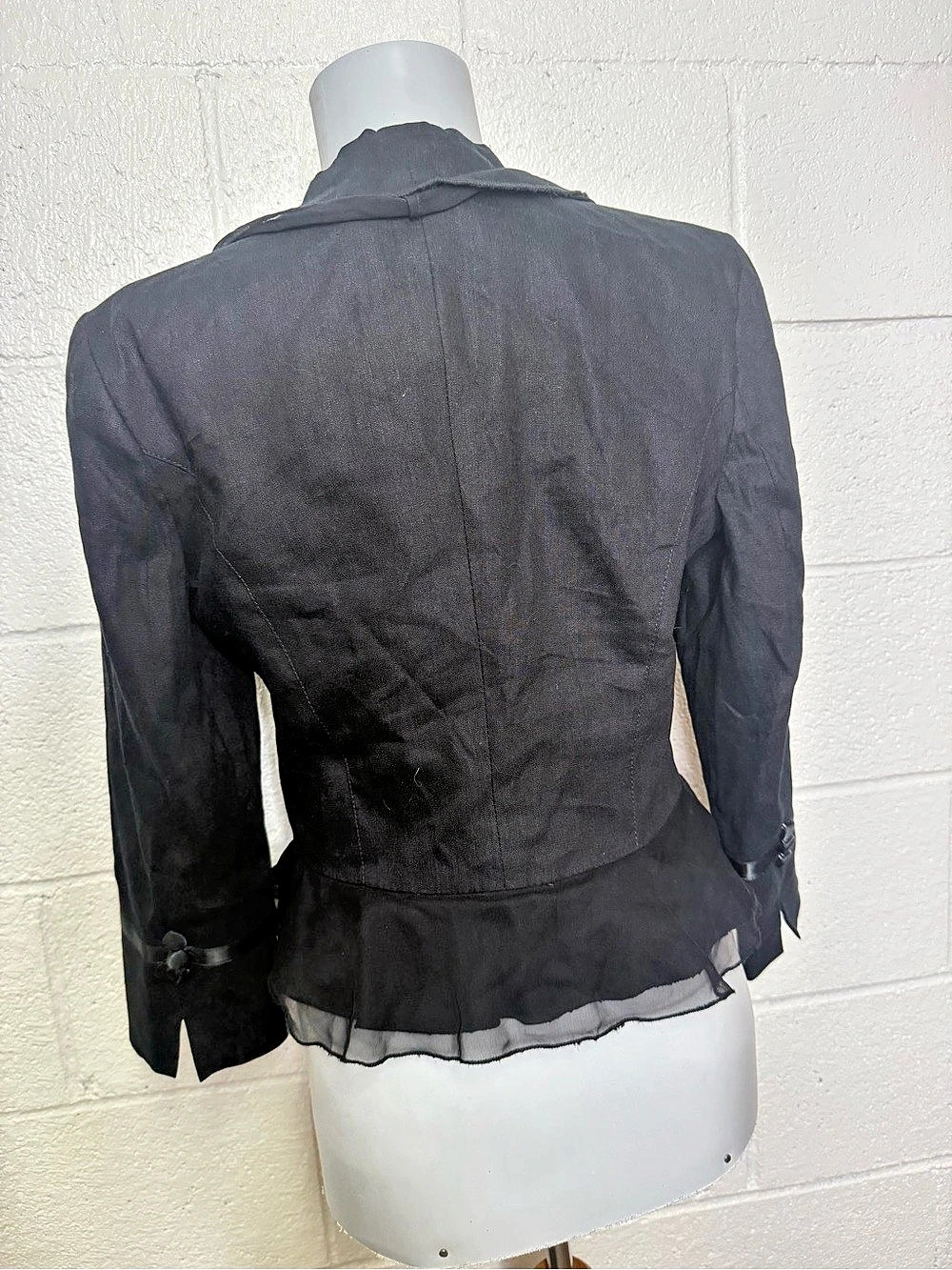 Y2k bebe Black Ruffle Tie Front Blazer Size Medium - Picture 6 of 8